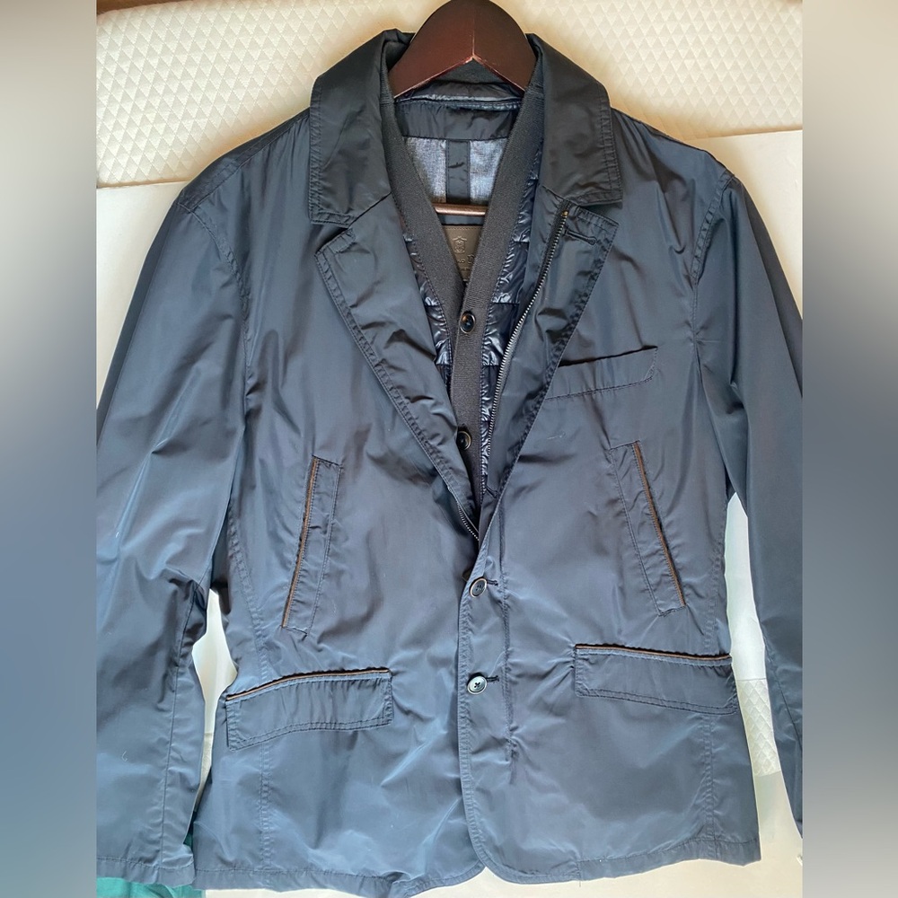 Massimo dutti outdoor navy blazer style Lightweight blazer Jacket w/quiltd lapel